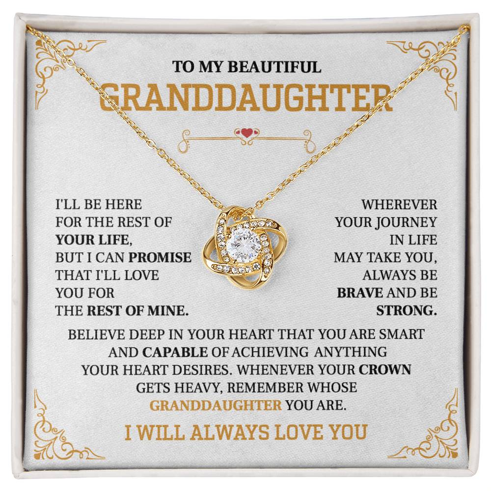 To my beautiful granddaughter necklace i can't promise i'll be here for the rest of your life.V2