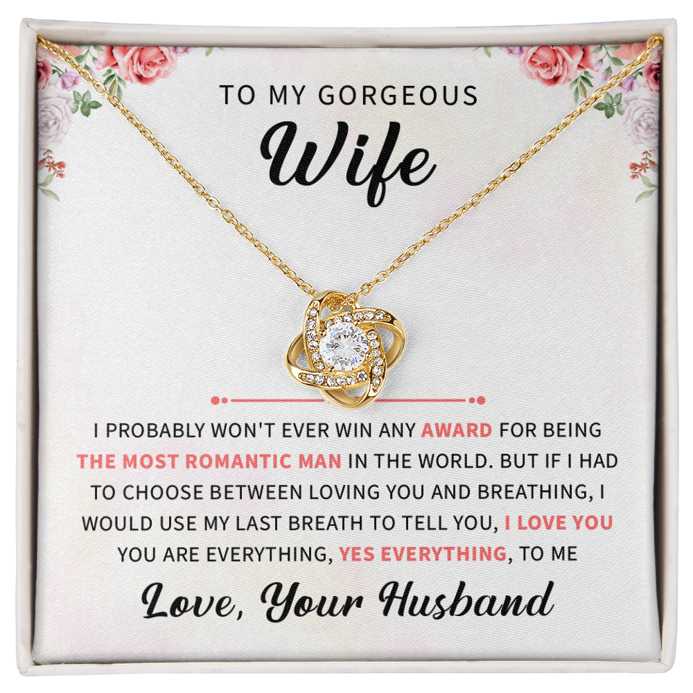 To my gorgeous wife necklace gift, wife anniversary, birthday jewelry with meaningful message card and box.