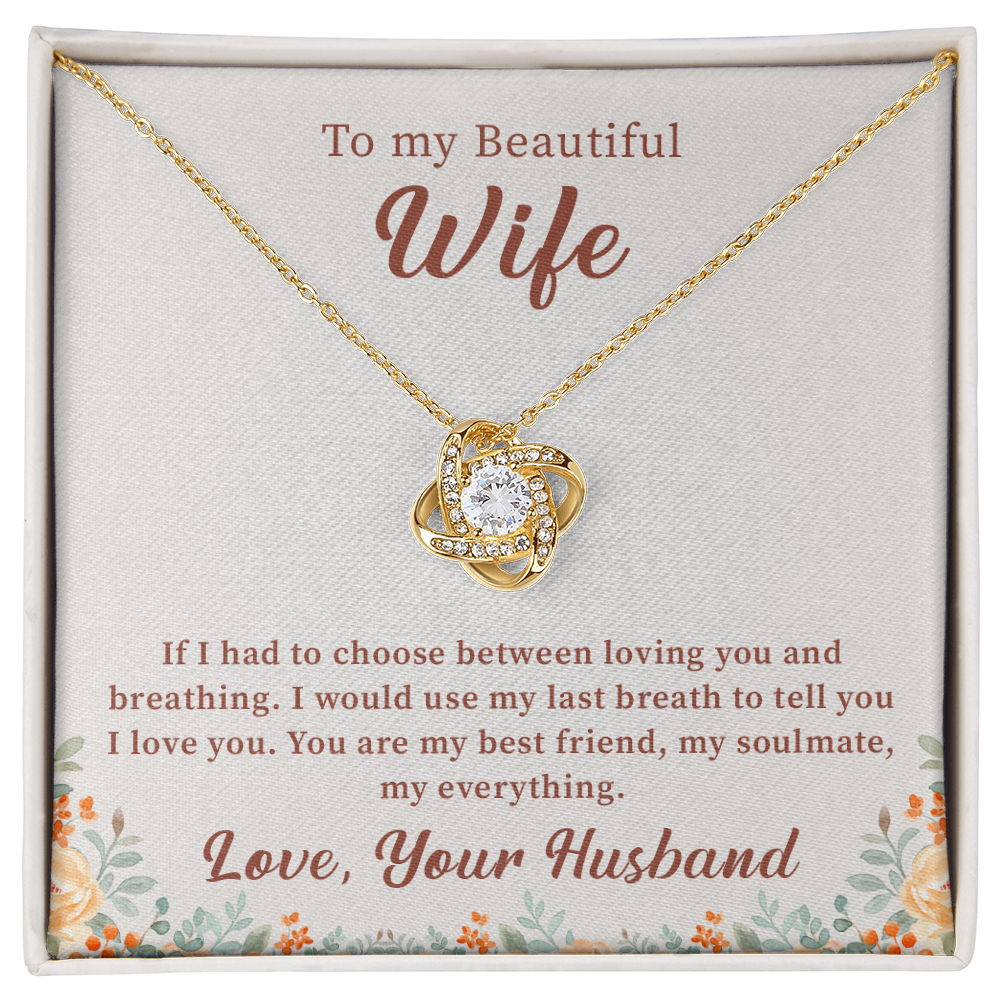 To my beautiful wife necklace gift from husband, women jewelry with meaningful message card and box