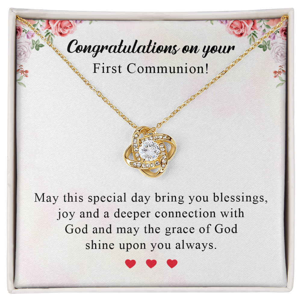 Congratulation on your first communion day necklace gift for adult women necklace with meaningful message card and box.