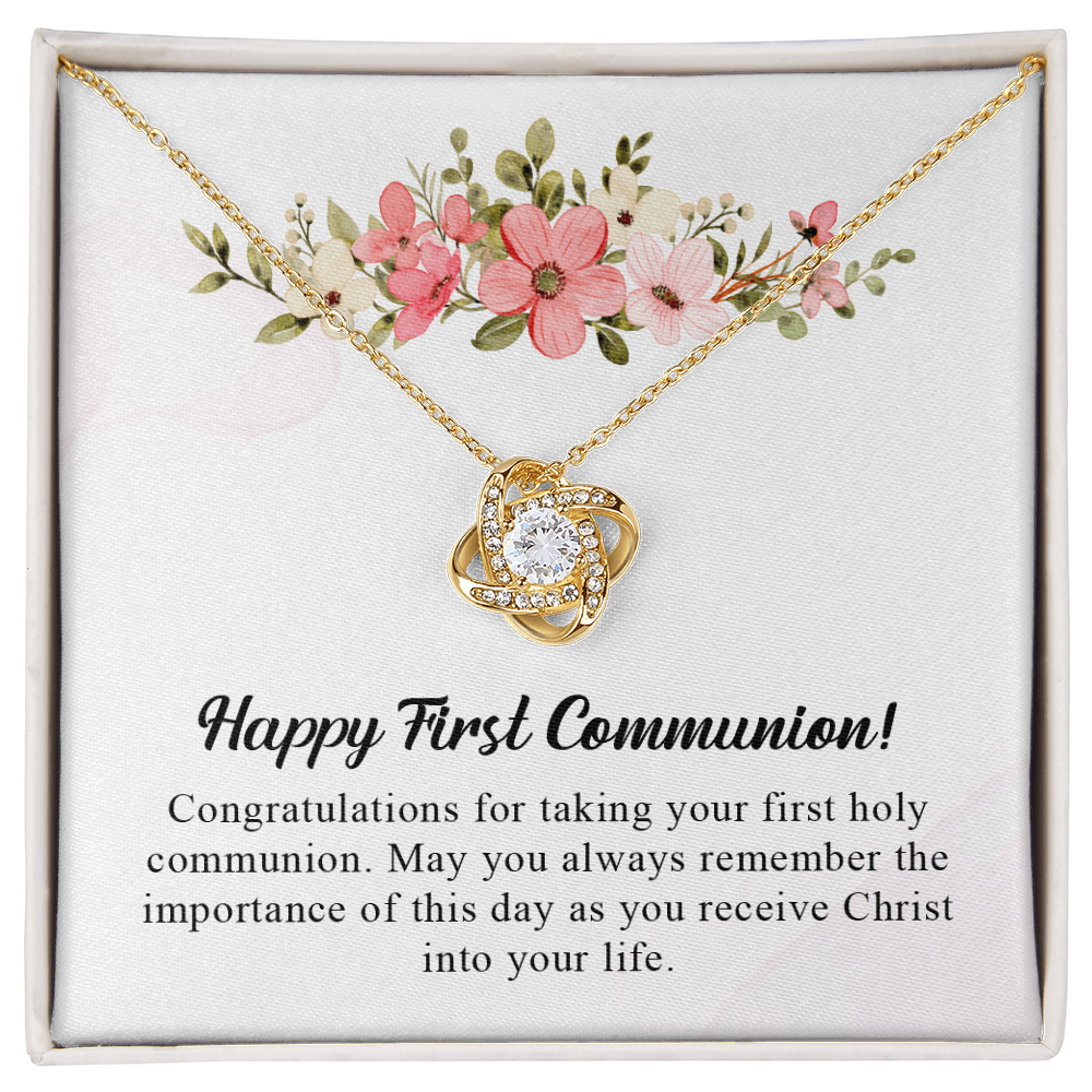 Happy first communion necklace gift for daughter, granddaughter, goddaughter necklace with meaningful message card and box
