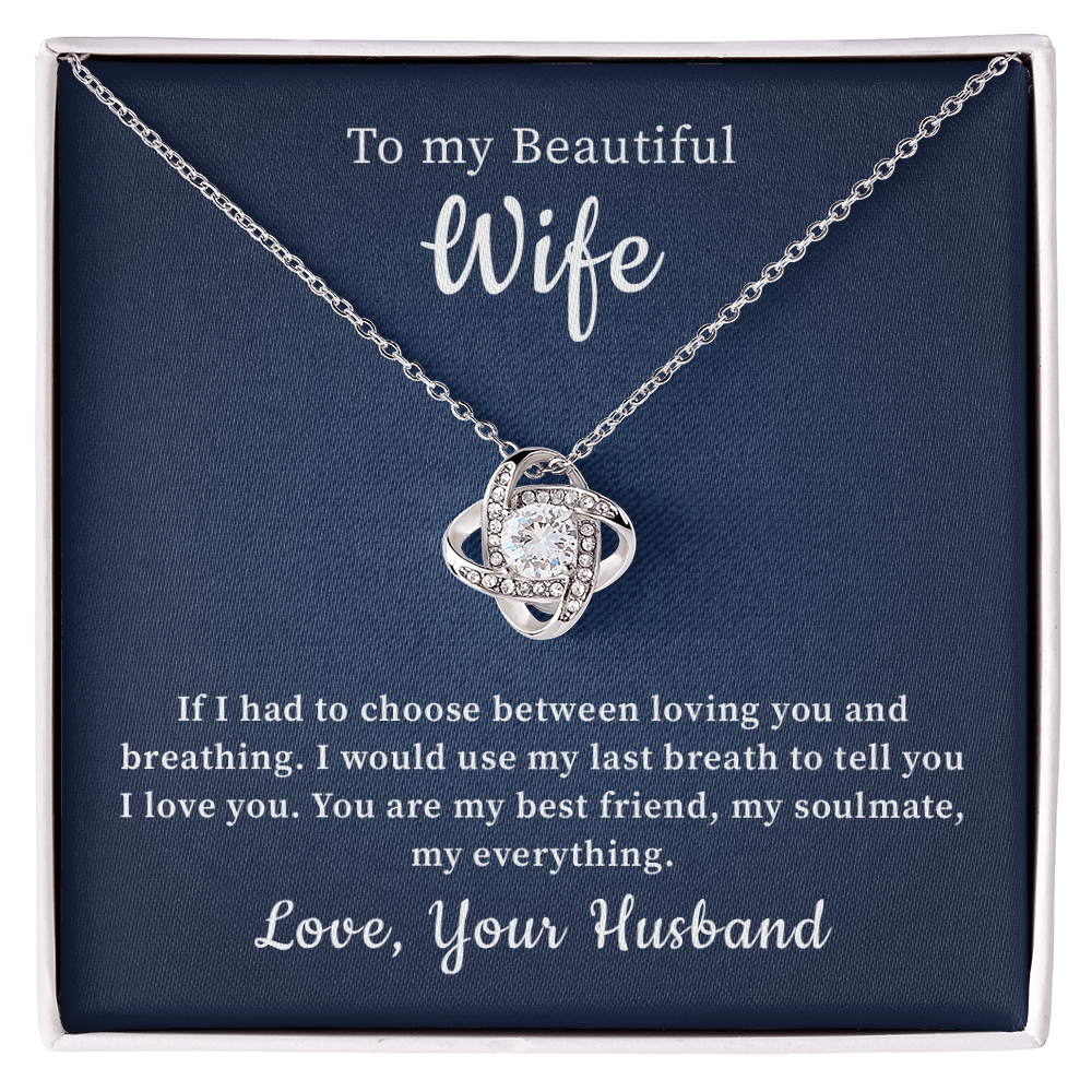 To my beautiful wife wonderful necklace gift from husband with a meaningful message card.