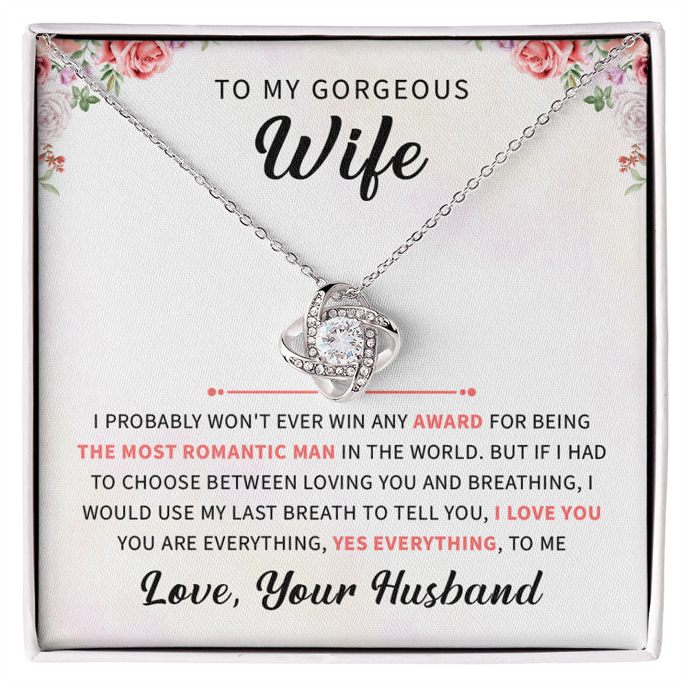To my gorgeous wife necklace gift, wife anniversary, birthday jewelry with meaningful message card and box.