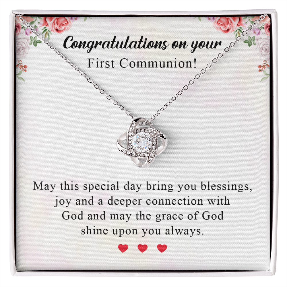 Congratulation on your first communion day necklace gift for adult women necklace with meaningful message card and box.