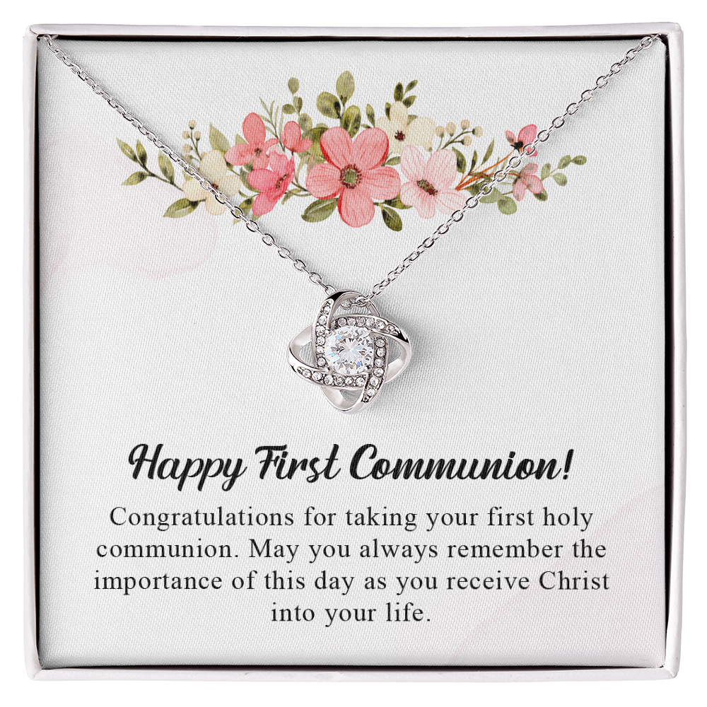 Happy first communion necklace gift for daughter, granddaughter, goddaughter necklace with meaningful message card and box