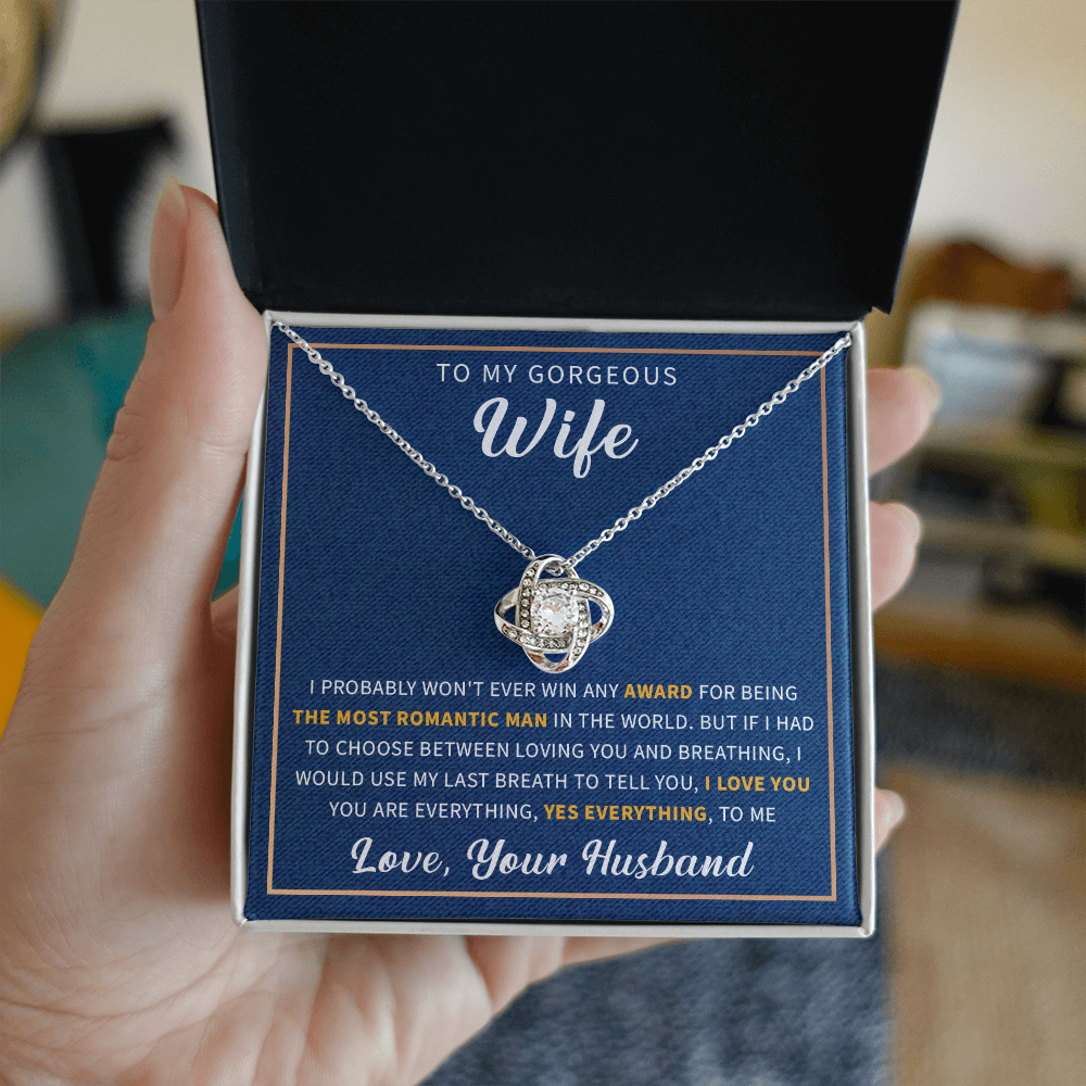 To my gorgeous wife necklace gift from husband, jewelry necklace for women with a beautiful message card and box.
