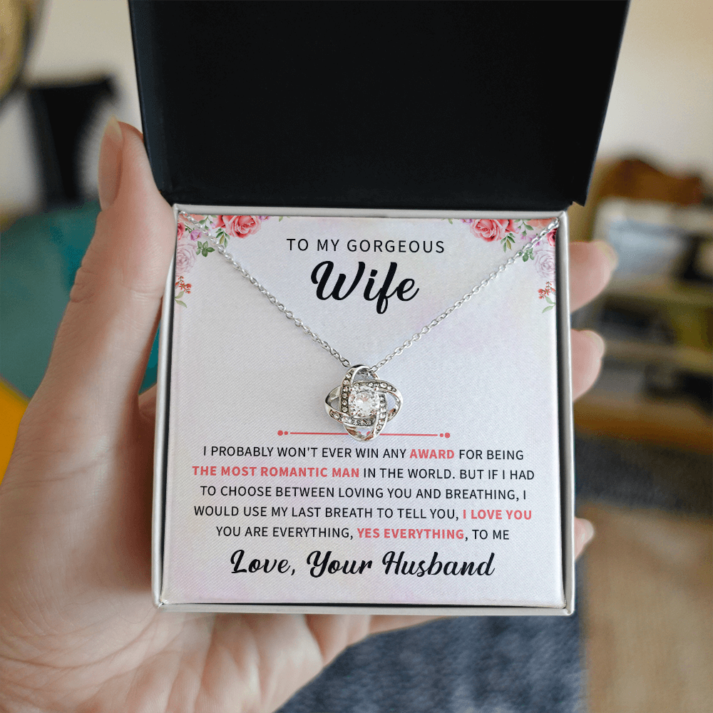 To my gorgeous wife necklace gift, wife anniversary, birthday jewelry with meaningful message card and box.