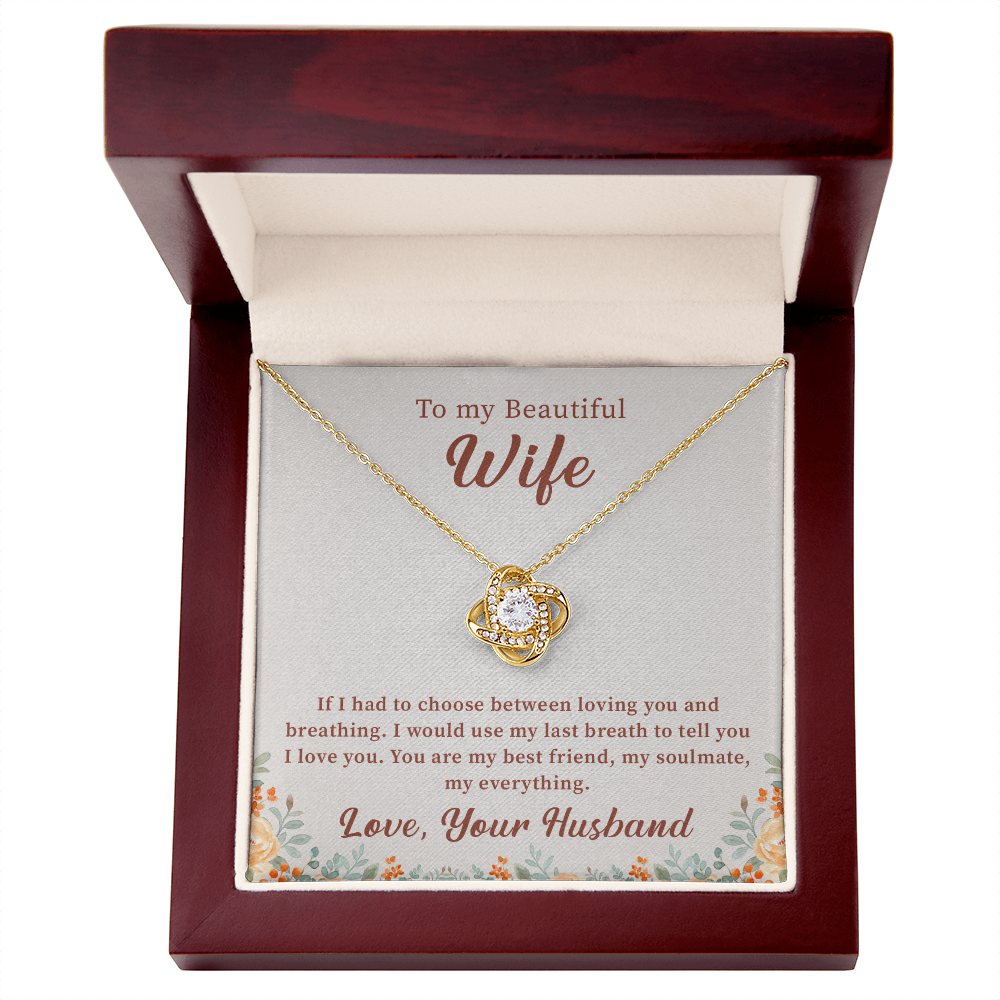 To my beautiful wife necklace gift from husband, women jewelry with meaningful message card and box
