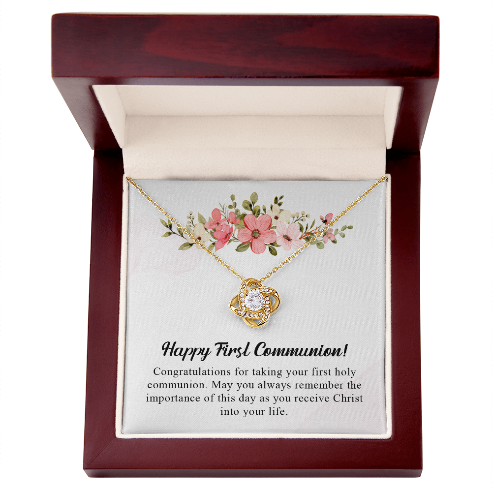 Happy first communion necklace gift for daughter, granddaughter, goddaughter necklace with meaningful message card and box