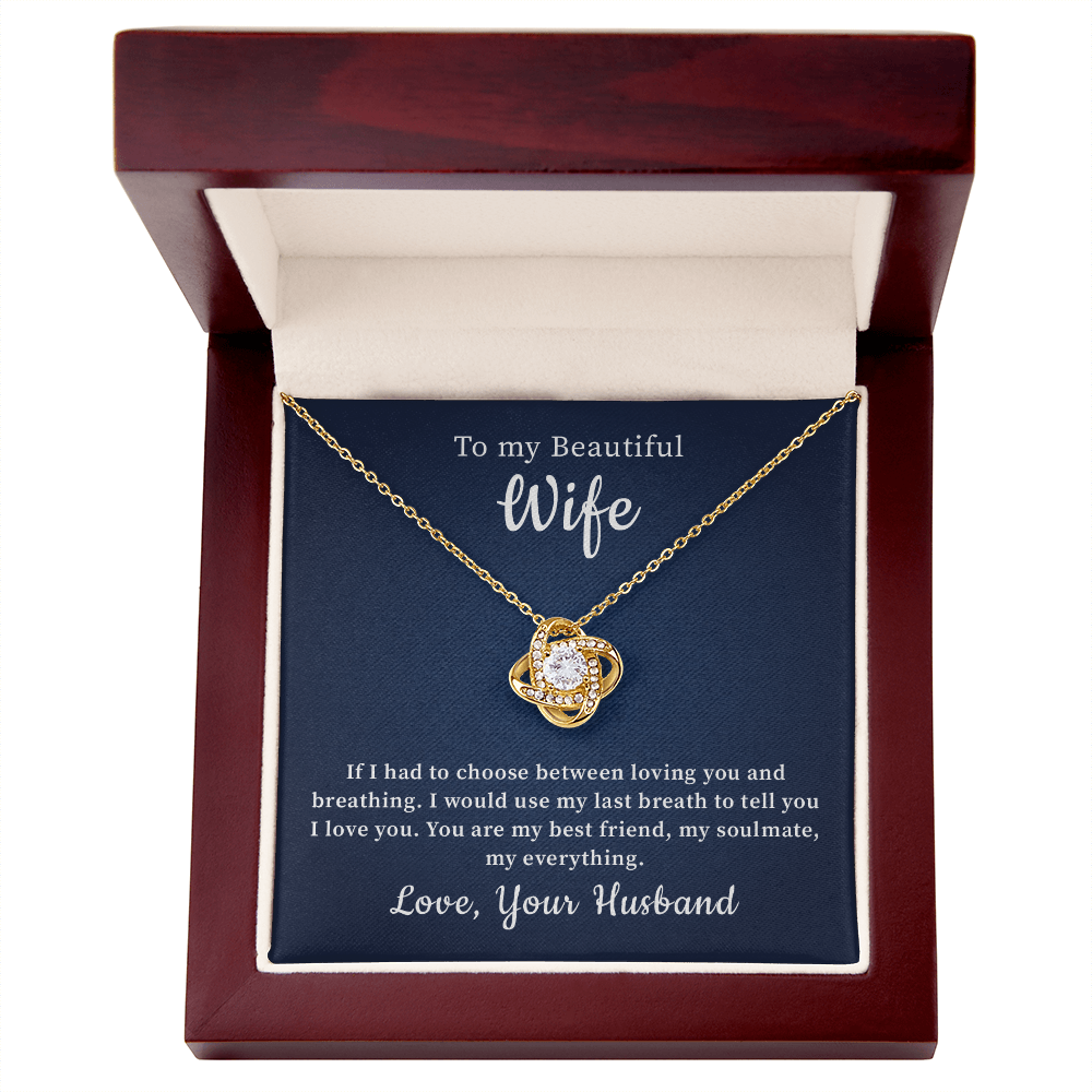 To my beautiful wife wonderful necklace gift from husband with a meaningful message card.