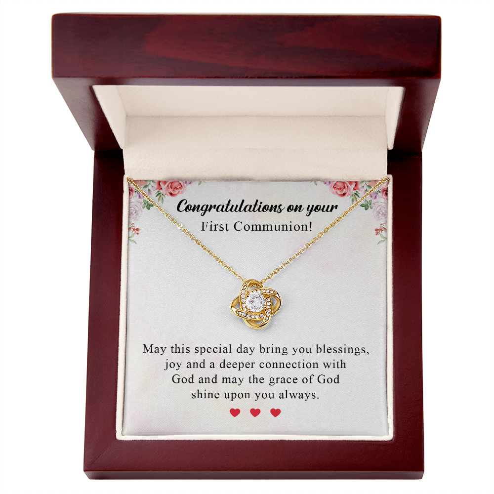 Congratulation on your first communion day necklace gift for adult women necklace with meaningful message card and box.