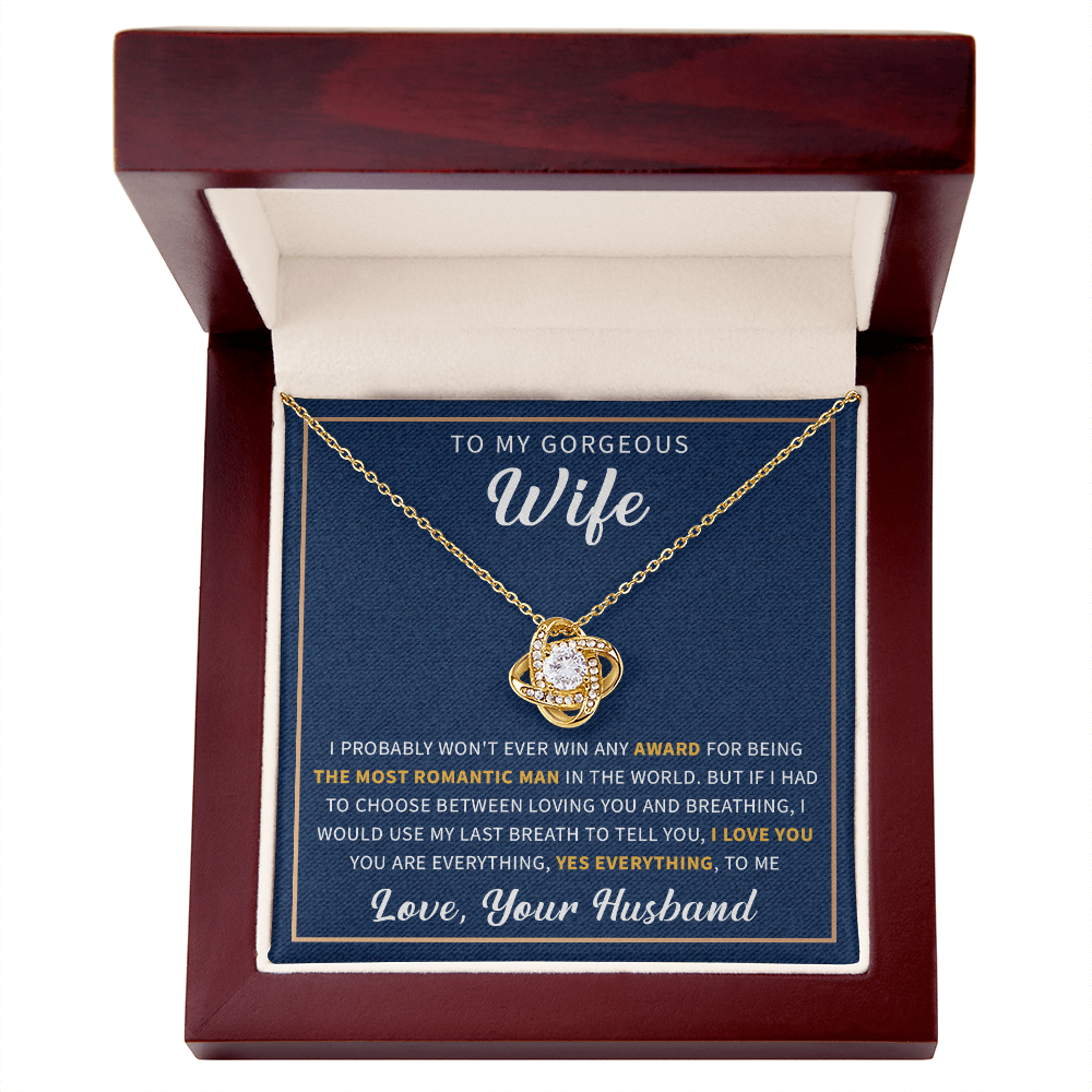 To my gorgeous wife necklace gift from husband, jewelry necklace for women with a beautiful message card and box.