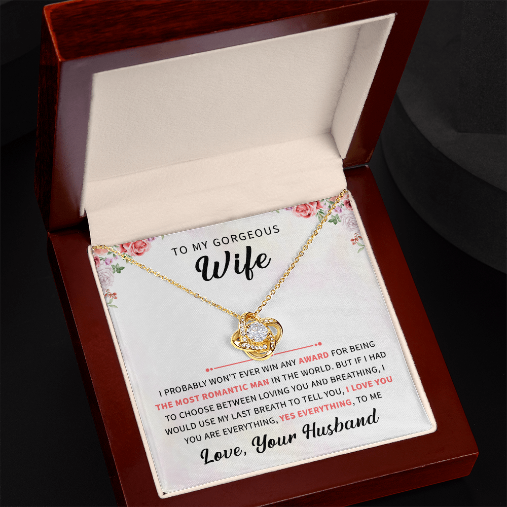 To my gorgeous wife necklace gift, wife anniversary, birthday jewelry with meaningful message card and box.