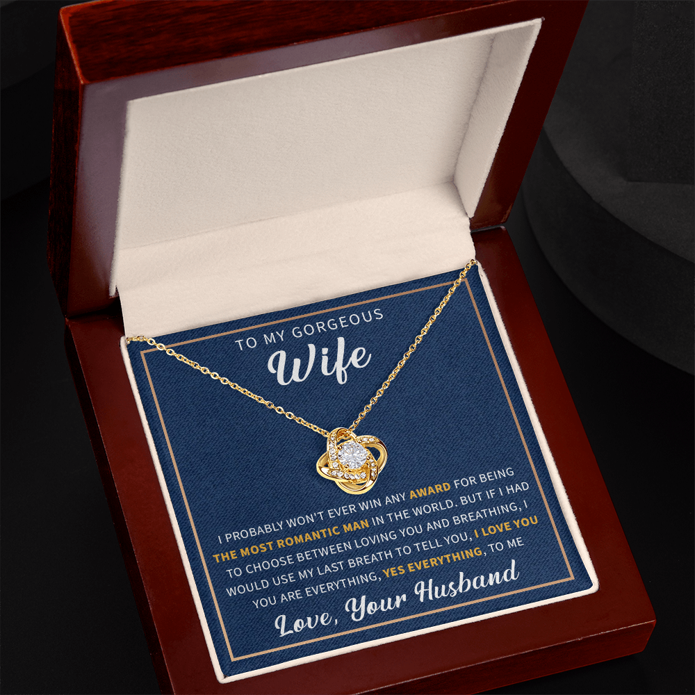 To my gorgeous wife necklace gift from husband, jewelry necklace for women with a beautiful message card and box.