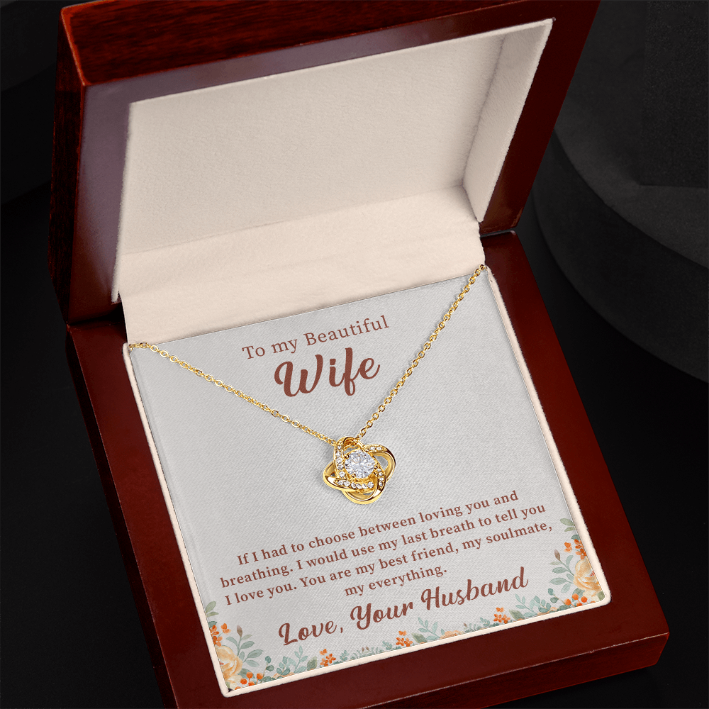 To my beautiful wife necklace gift from husband, women jewelry with meaningful message card and box