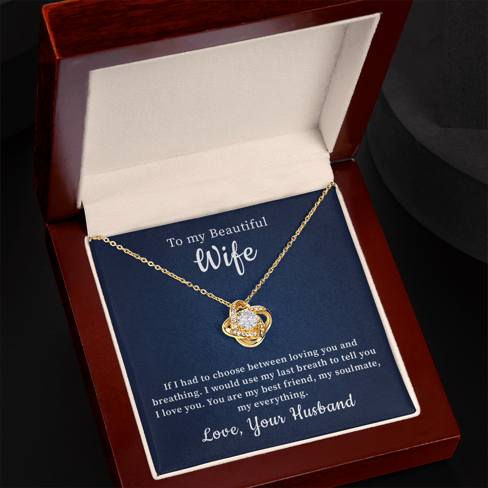 To my beautiful wife wonderful necklace gift from husband with a meaningful message card.