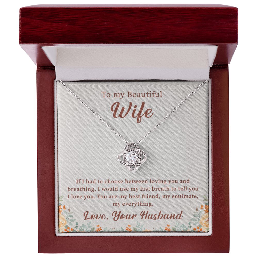 To my beautiful wife necklace gift from husband, women jewelry with meaningful message card and box