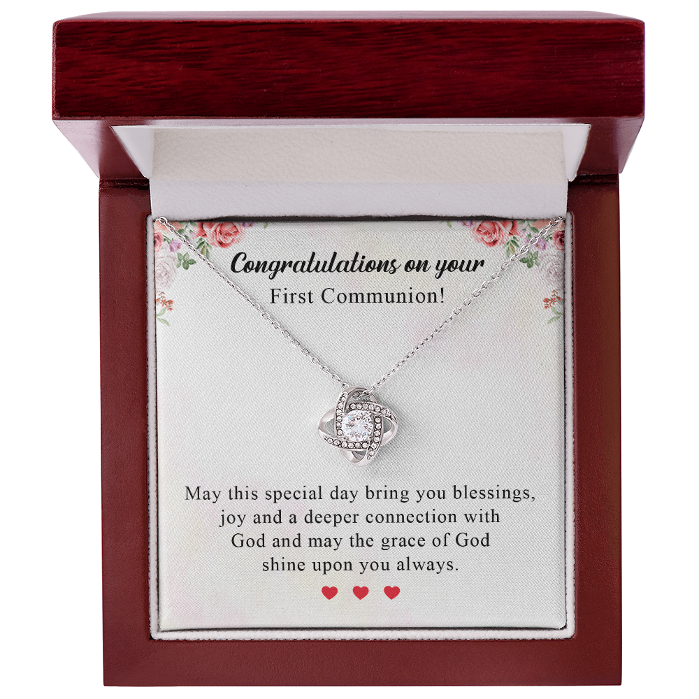 Congratulation on your first communion day necklace gift for adult women necklace with meaningful message card and box.
