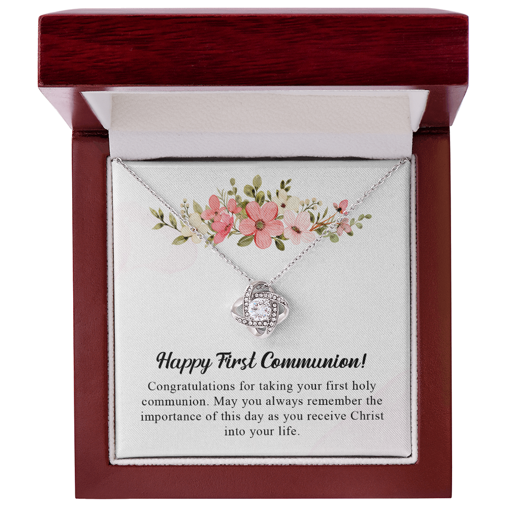 Happy first communion necklace gift for daughter, granddaughter, goddaughter necklace with meaningful message card and box