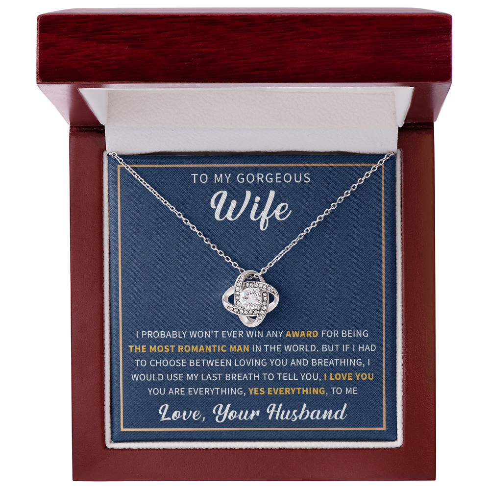 To my gorgeous wife necklace gift from husband, jewelry necklace for women with a beautiful message card and box.