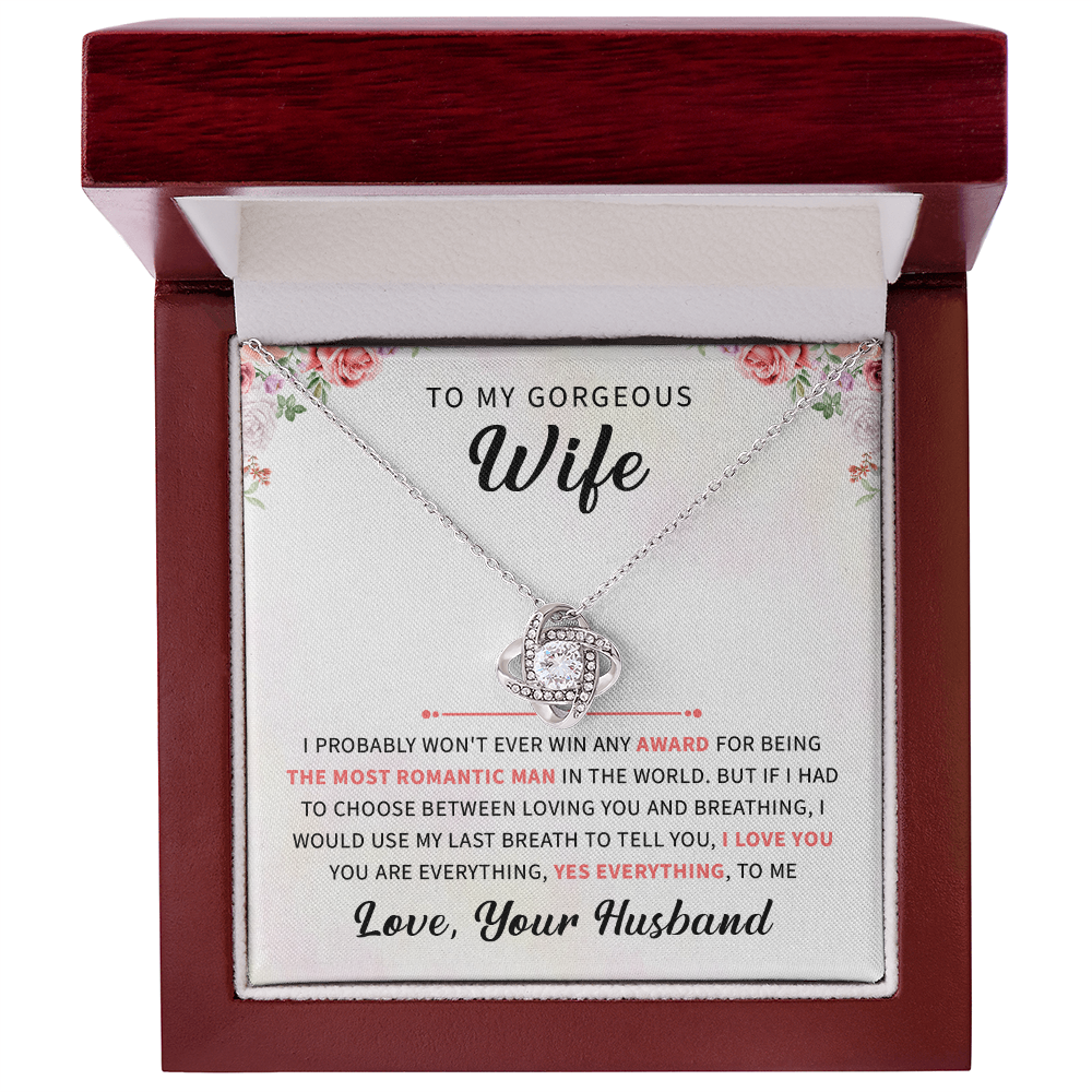 To my gorgeous wife necklace gift, wife anniversary, birthday jewelry with meaningful message card and box.