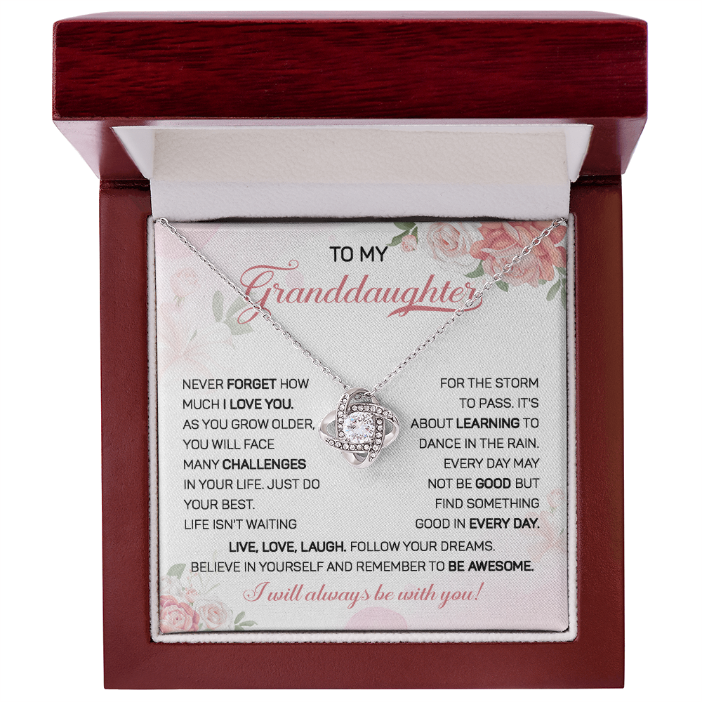 To my granddaughter necklace gift never forget how much i love you.