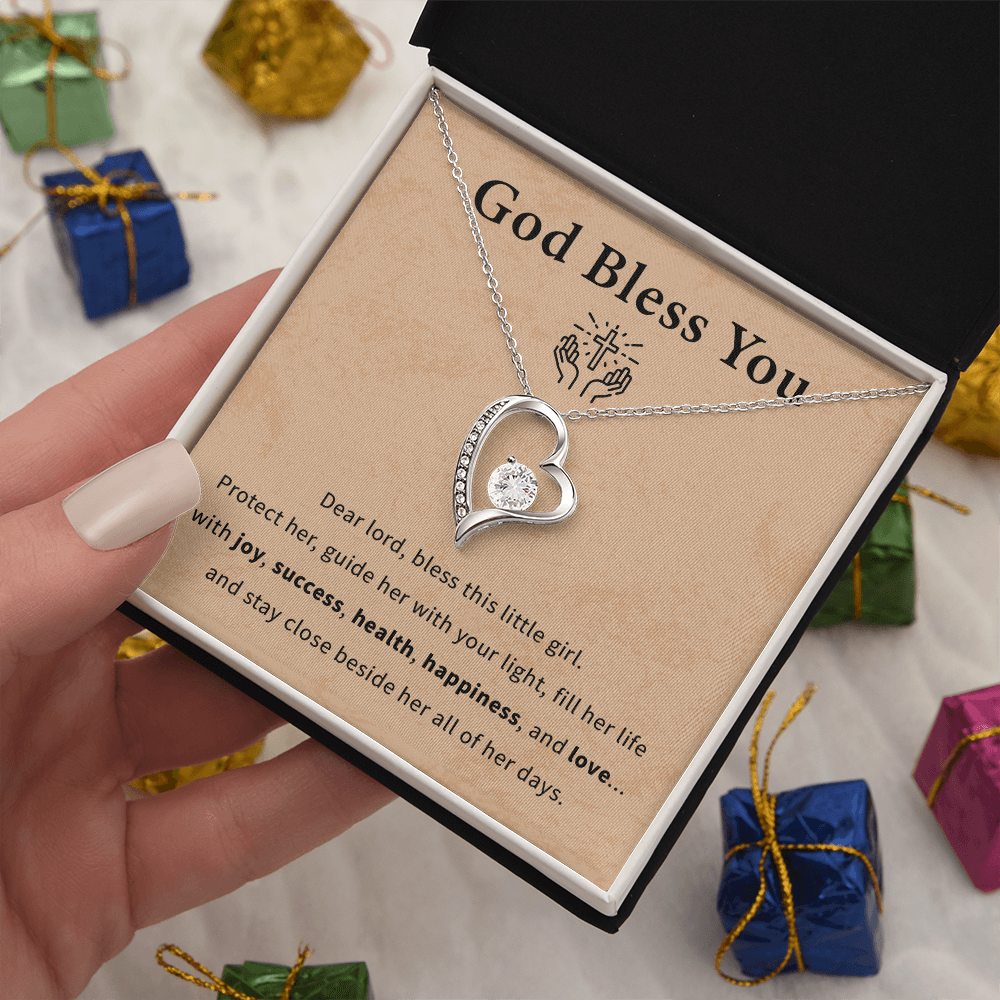 God bless you necklace gift for daughter, granddaughter, goddaughter beautiful necklace with meaningful message card and box