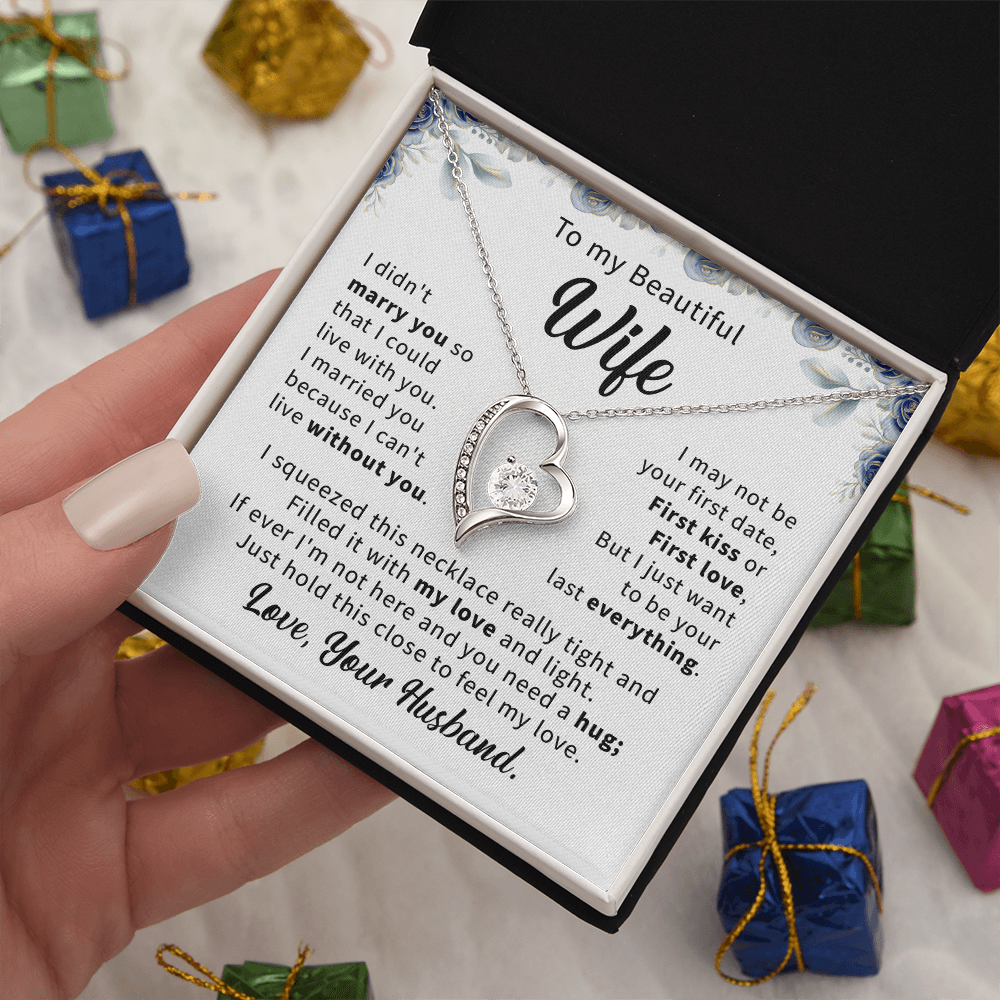 To my beautiful wife necklace gift from husband, romantic anniversary birthday necklace gift for wife.