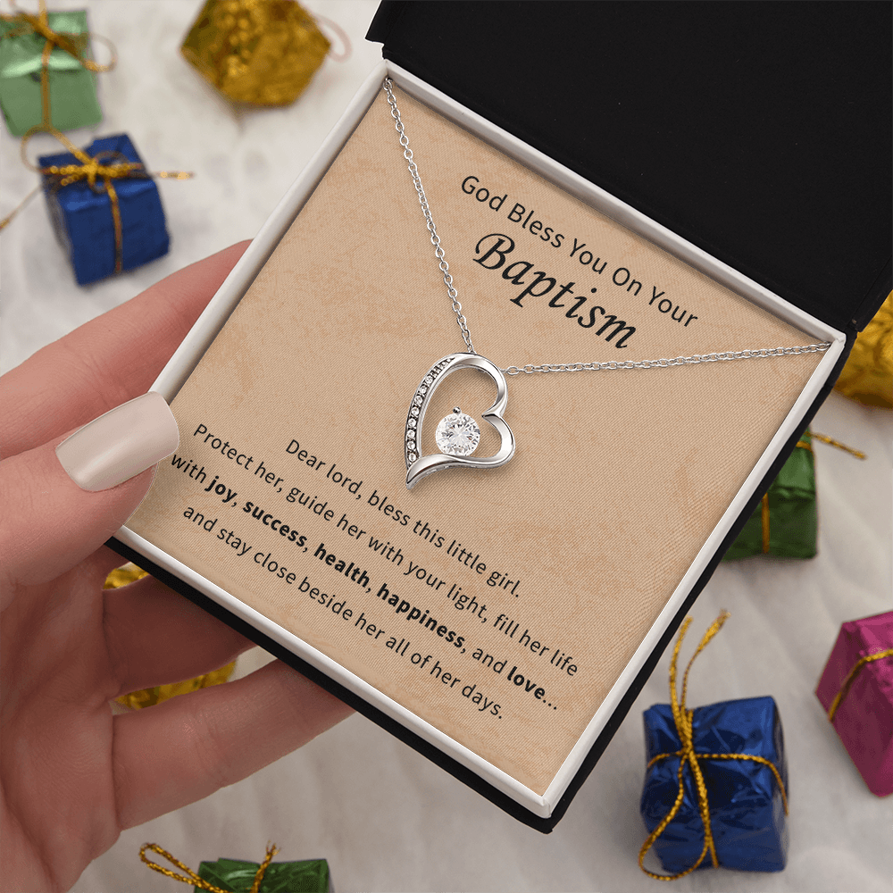 God bless you on your baptism daughter, granddaughter, goddaughter necklace gift