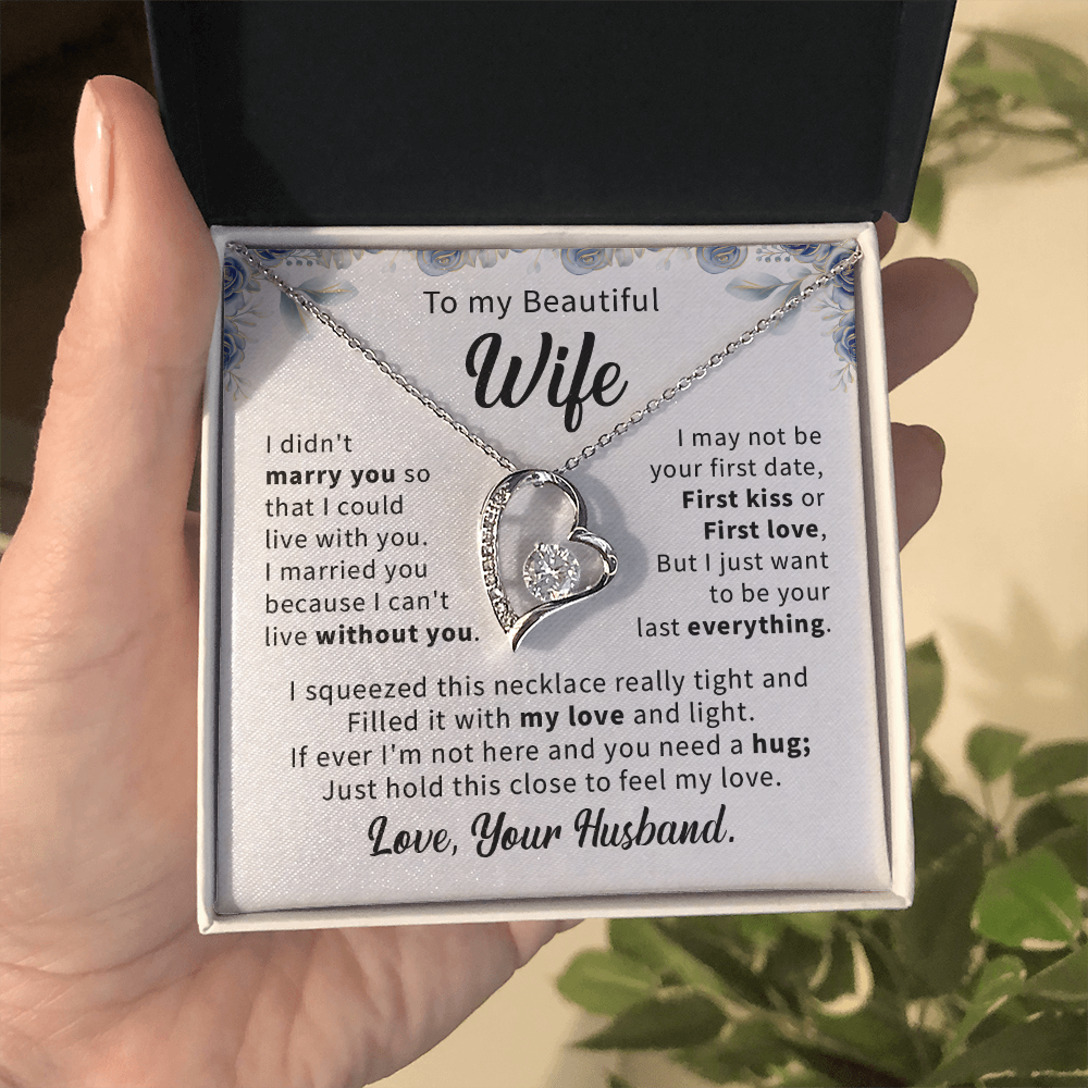 To my beautiful wife necklace gift from husband, romantic anniversary birthday necklace gift for wife.