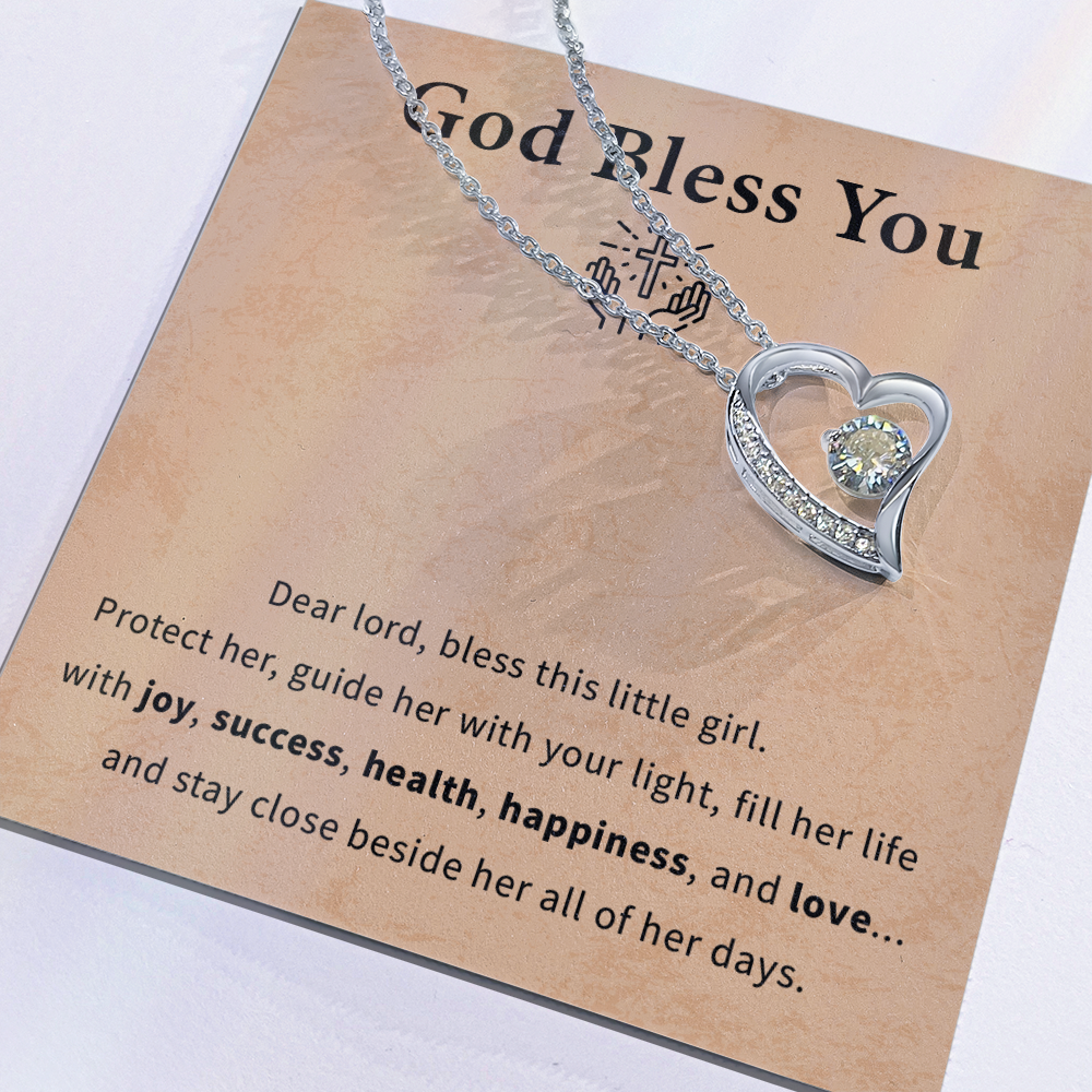 God bless you necklace gift for daughter, granddaughter, goddaughter beautiful necklace with meaningful message card and box