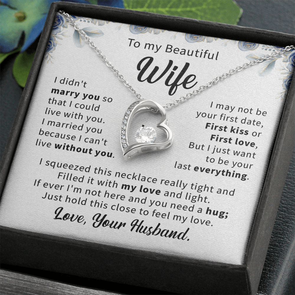 To my beautiful wife necklace gift from husband, romantic anniversary birthday necklace gift for wife.