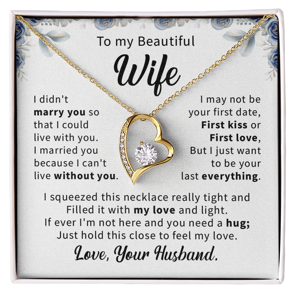 To my beautiful wife necklace gift from husband, romantic anniversary birthday necklace gift for wife.
