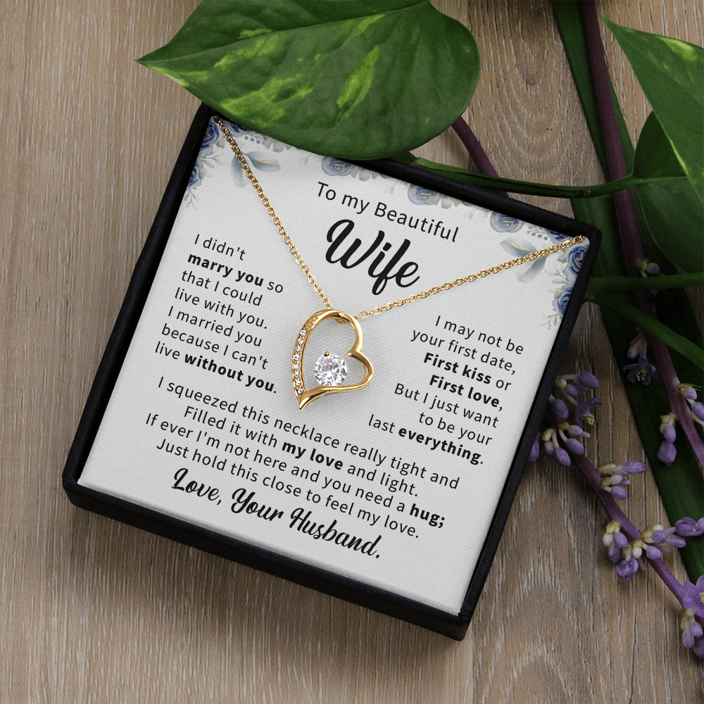 To my beautiful wife necklace gift from husband, romantic anniversary birthday necklace gift for wife.
