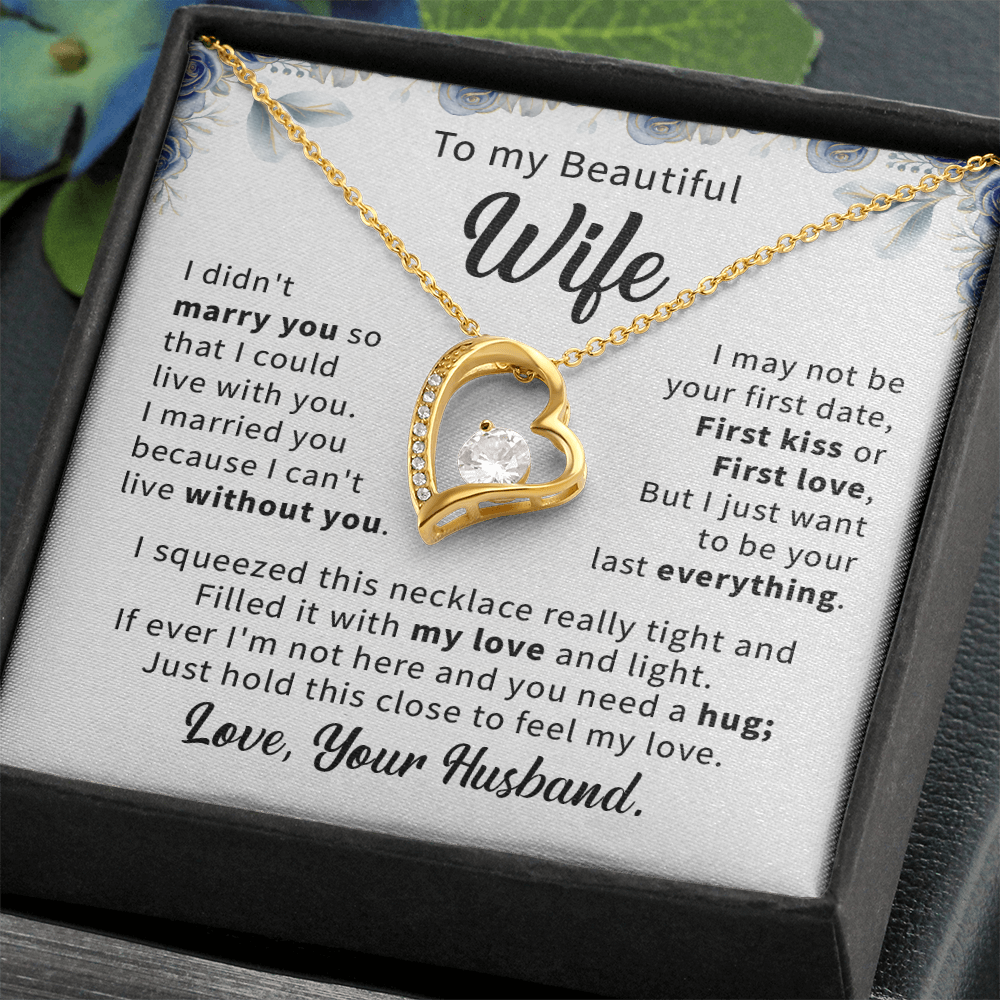 To my beautiful wife necklace gift from husband, romantic anniversary birthday necklace gift for wife.