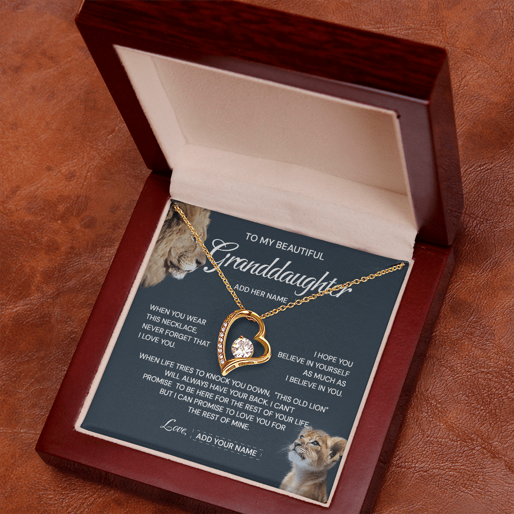 (Custom) To my granddaughter when you where this necklace never forget that i love you