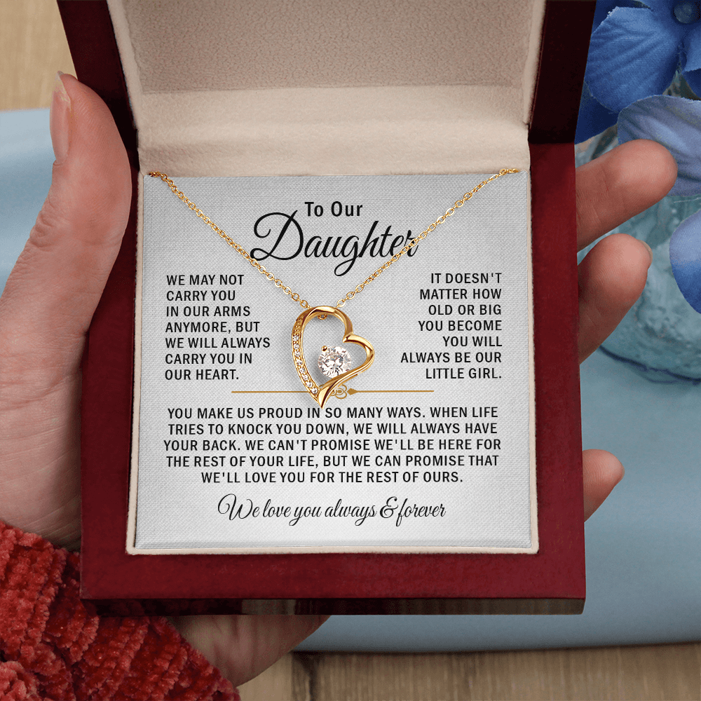To our daughter necklace we may not carry you in our arms anymore.