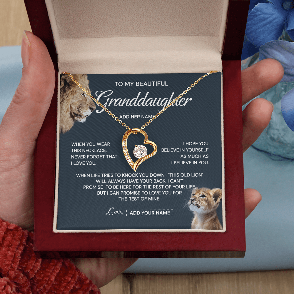 (Custom) To my granddaughter when you where this necklace never forget that i love you
