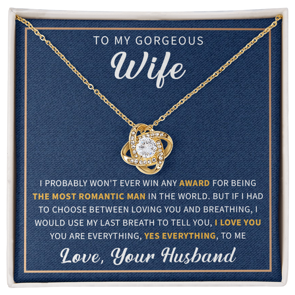 To my gorgeous wife necklace gift from husband, jewelry necklace for women with a beautiful message card and box.