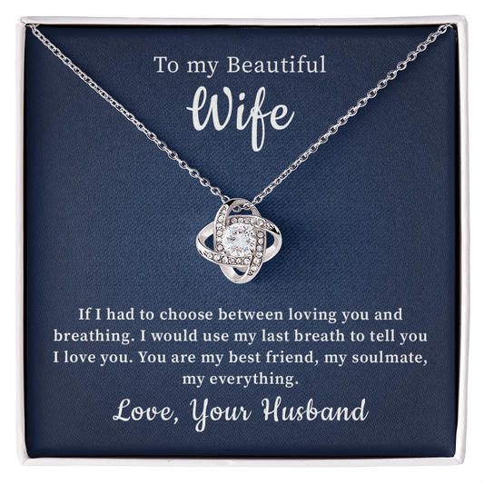 To my beautiful wife wonderful necklace gift from husband with a meaningful message card.