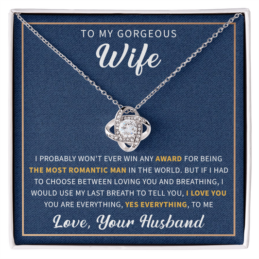 To my gorgeous wife necklace gift from husband, jewelry necklace for women with a beautiful message card and box.