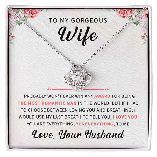 To my gorgeous wife necklace gift, wife anniversary, birthday jewelry with meaningful message card and box.