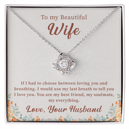 To my beautiful wife necklace gift from husband, women jewelry with meaningful message card and box