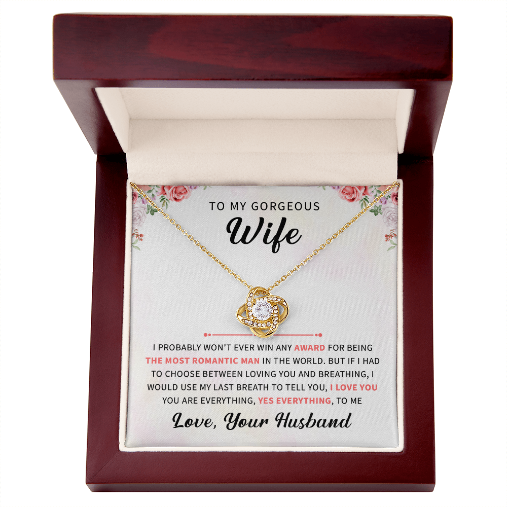 To my gorgeous wife necklace gift, wife anniversary, birthday jewelry with meaningful message card and box.