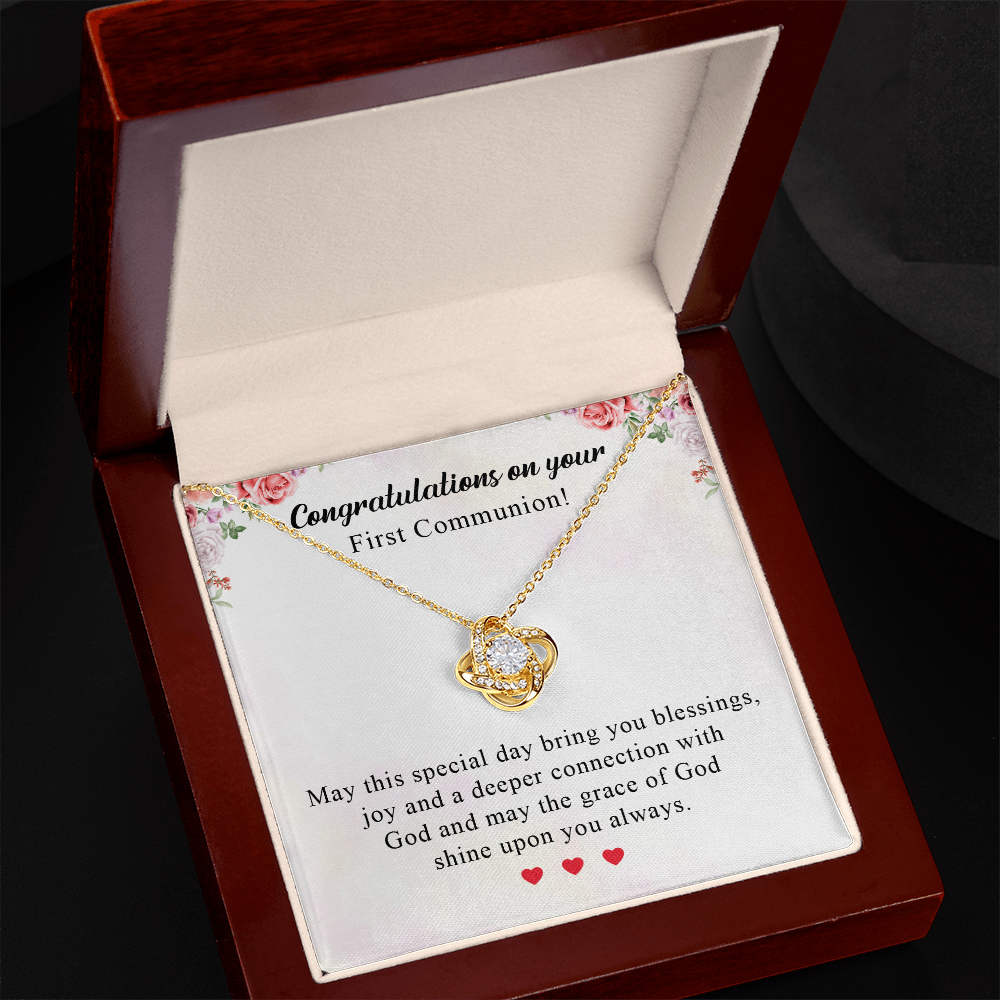 Congratulation on your first communion day necklace gift for adult women necklace with meaningful message card and box.