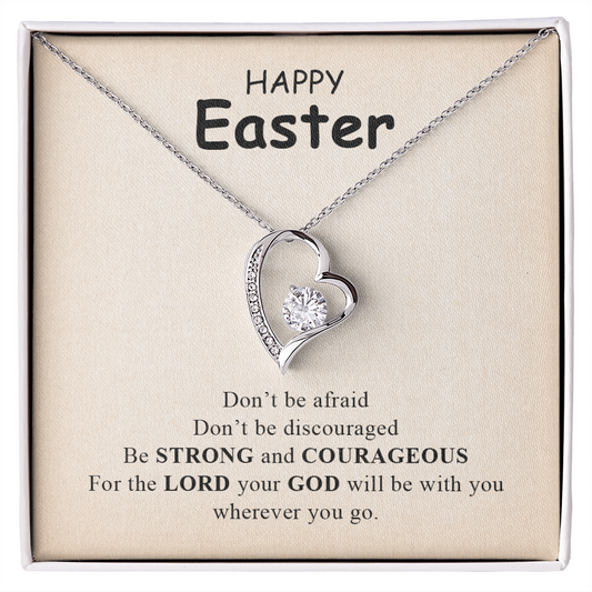Happy easter day necklace gift for women with a meaningful message card and box.