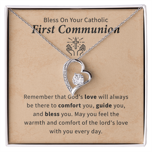 Bless on your Catholic First communion necklace gift for daughter, granddaughter necklace gift.