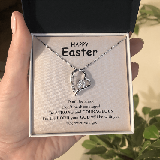 Happy easter day necklace gift for women with a meaningful message card and box.