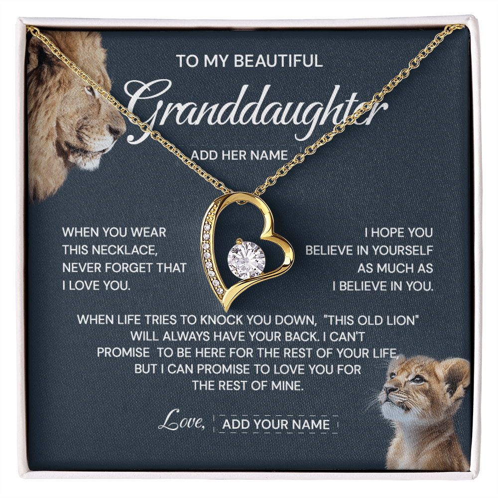 (Custom) To my granddaughter when you where this necklace never forget that i love you